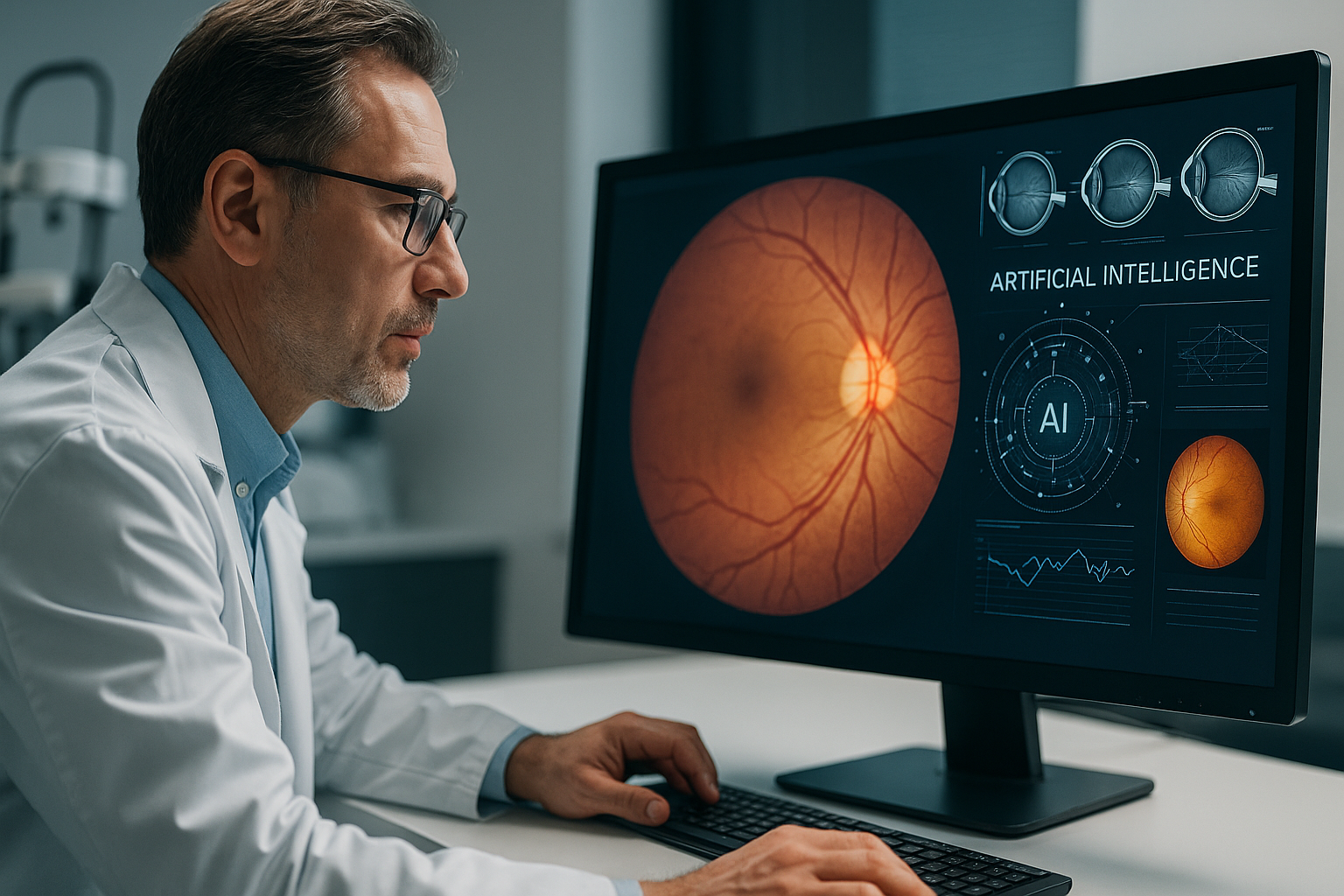 Descoperă cum este folosită inteligența artificială în oftalmologie pentru diagnostic precoce, tratament personalizat și prevenirea bolilor oculare.